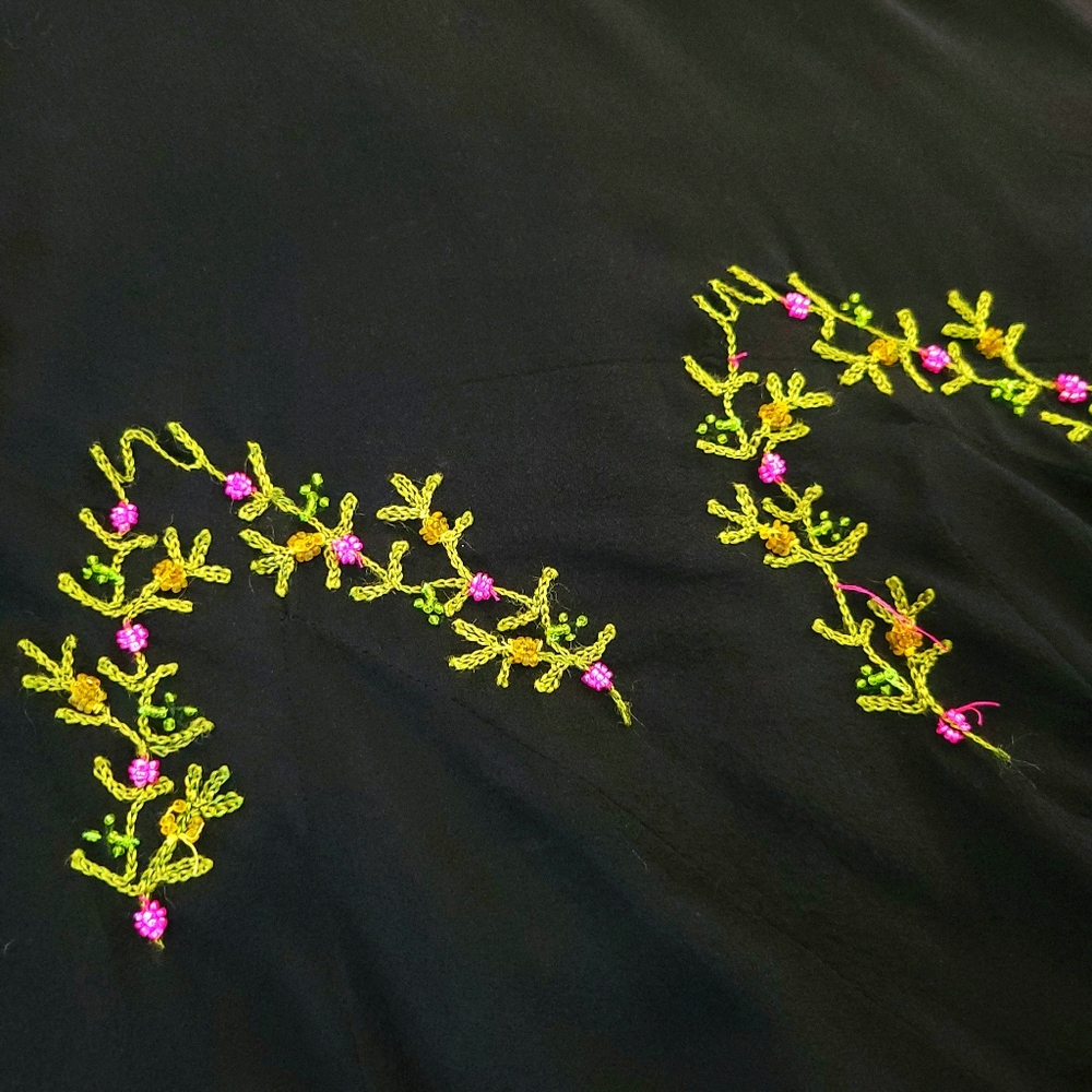 Vintage Y2K Betsey Johnson Whimigoth Embroidered Beaded Floral Midi Slip Dress - Picture 8 of 10